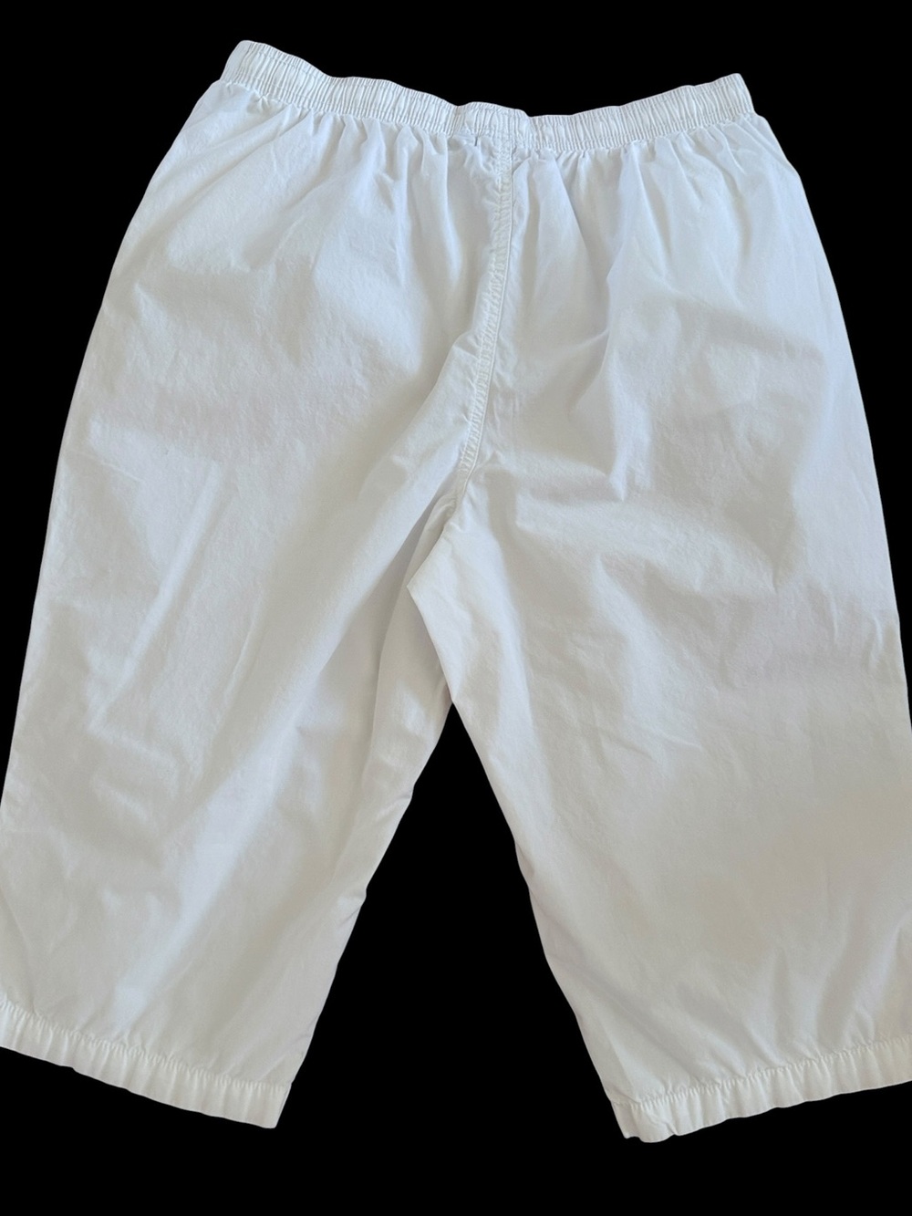 KIM ROGERS PETITE WHITE COTTON CROPPED CAPRI PANTS Elastic Drawstring Waist - Picture 4 of 11
